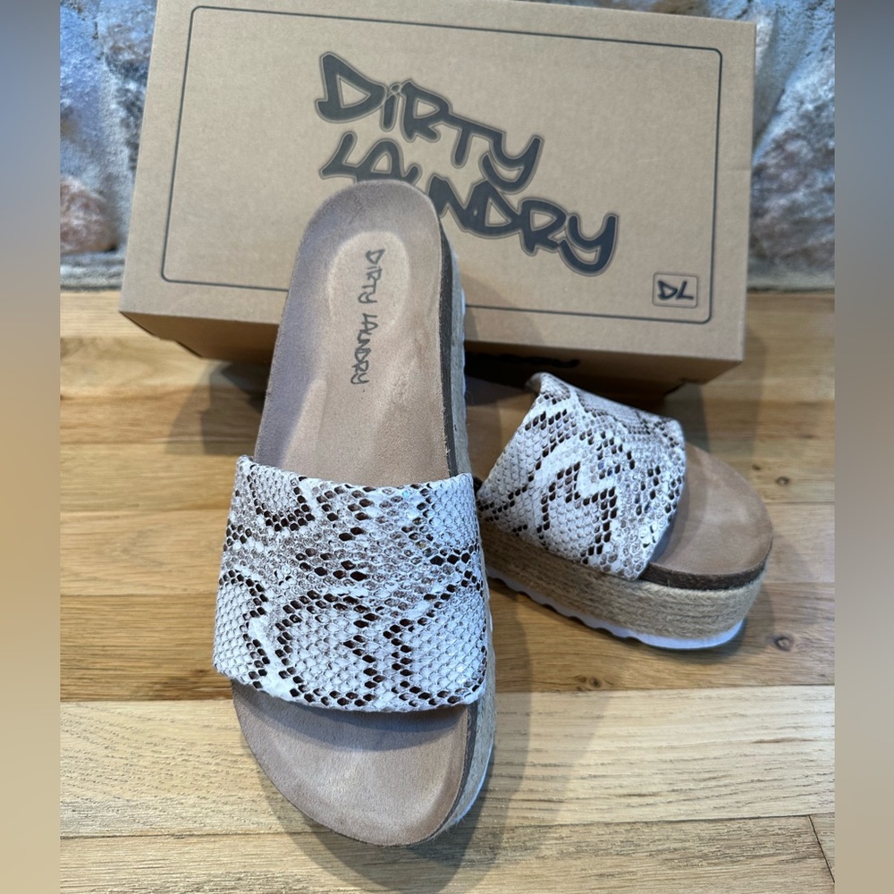Dirty Laundry Faux Python Platform Espadrille Slide